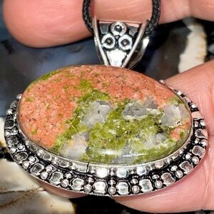 Unakite Jasper Pendant 1 1/2”x 1 1/2”